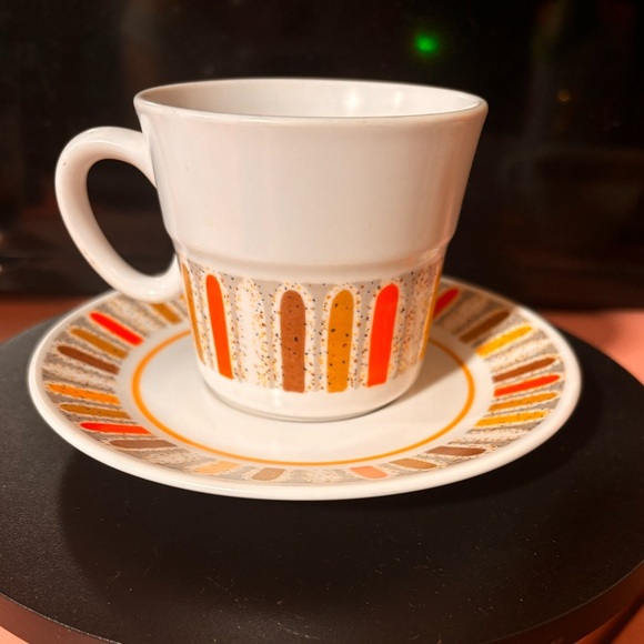 Vintage Noritake Progression Mardi Gras Cup and Saucer Set (4 Cups & Saucers) - Picture 1 of 5